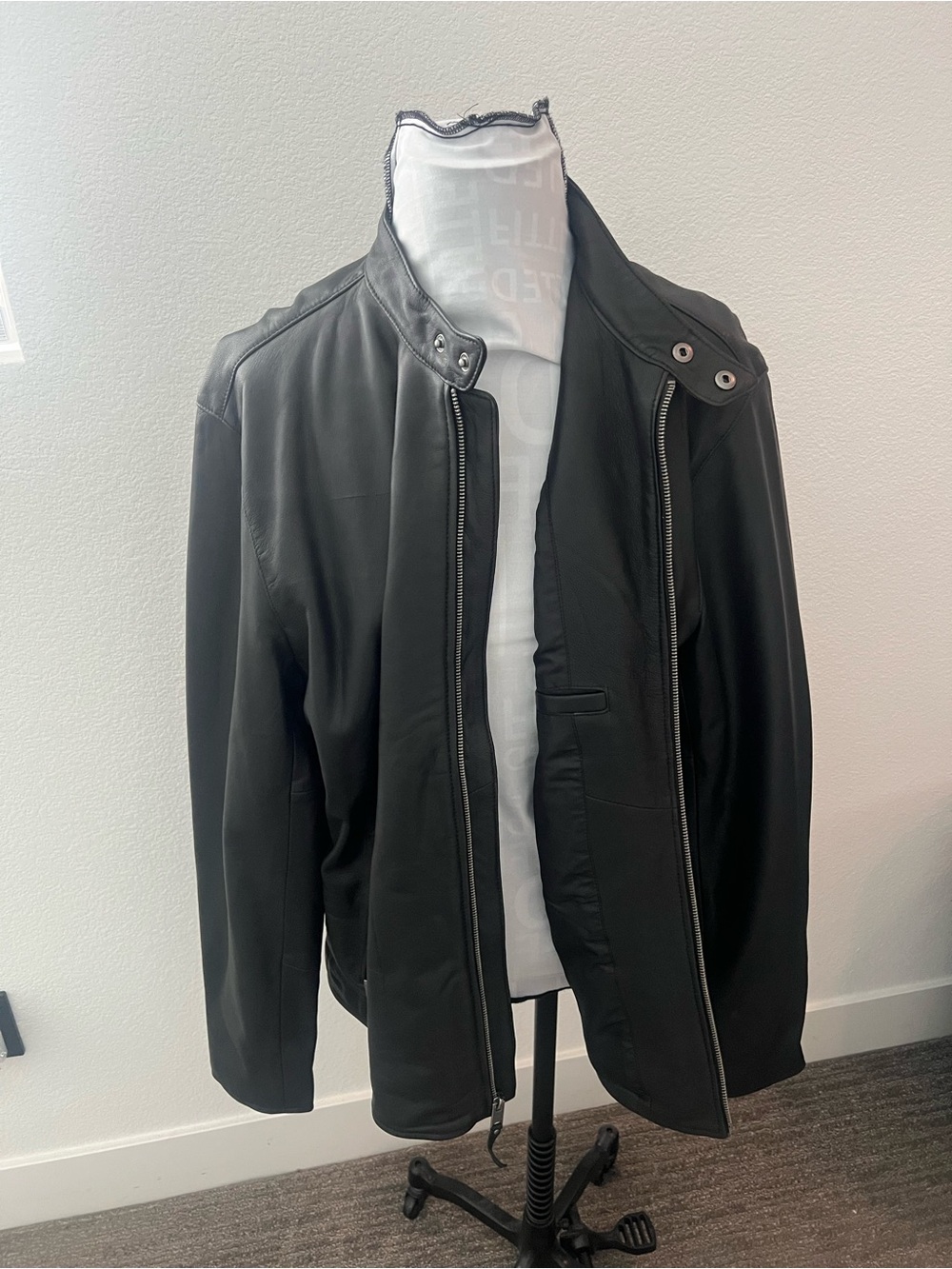 Lucky Brand Black Leather Zip-Front Jacket